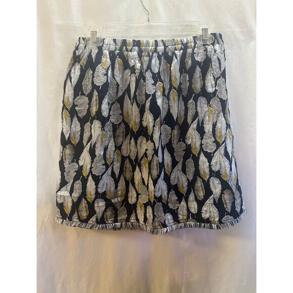 Skies Are Blue Feather Print Lined Skirt – Size L - Picture 5 of 5